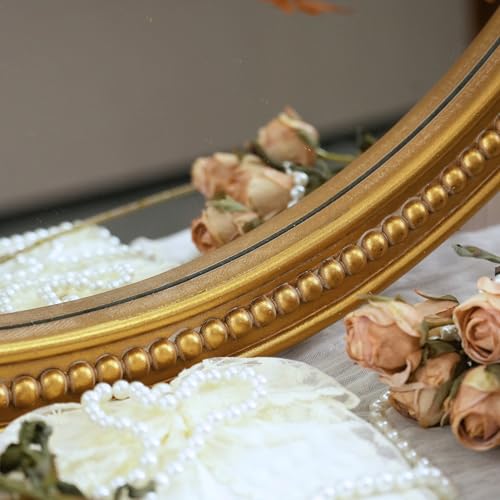 Image of ZIYOO Vintage Ornate Round Wall Mirror, French Baroque Gold Framed Decorative Mirror, Classic Ornate Accent Mirror for Living Room, Bedroom, Entryway, Vanity, 32 Inch