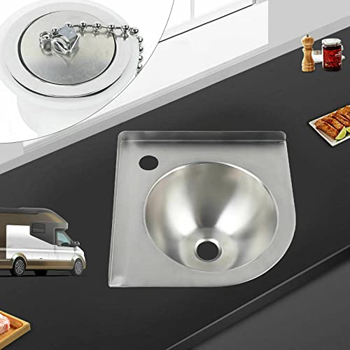 Rv Bathroom Sink Corner Sink Boat Sink, Stainless Countertop Corner Small Sink Triangle Wash Basin,Caravan Camper Basin Sink W/Down Pipe,Rv Sink Rv Kitchen Toilet Single Bowl Sink Corner Vanity Sink #TOP2