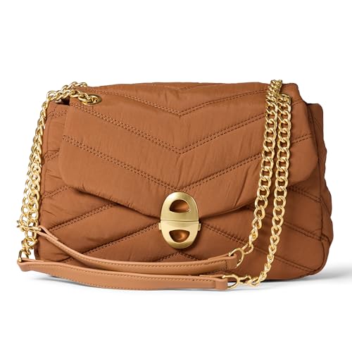 Amazon Essentials Damen Weiche Gesteppte Tasche mit Klappe Dunkelbraunes Nylon Einheitsgröße