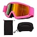 JEOZBM Kids Ski Goggles, HD Coating Lens Snow Snowboard Goggles, Windproof Over Glasses Snow Ski Climbing Glasses for Skiing Riding(20cm-Rose)