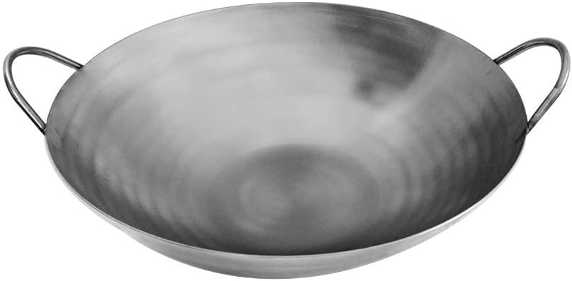 24" Carbon Steel Cantonese Style Wok Pan Gourmet Chef Frying Pan, Double Handle