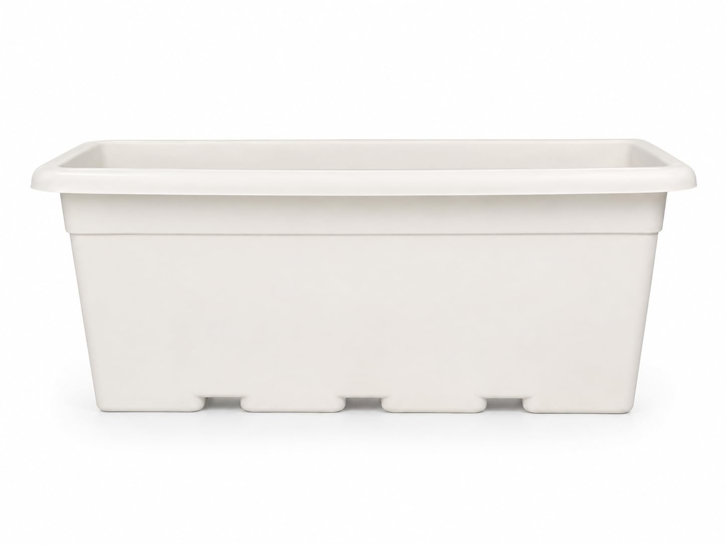 Bonkaso 24 Inch Rectangular Planter with Drainage Tray, Set of 2 | UV Resistant Plastic Flower Pot for Balcony Railing, Window Sill & Terrace Garden | Rectangular Indoor & Outdoor Plant Pot,White-image-1