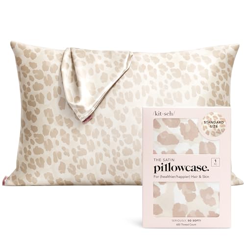 Kitsch Satin Pillowcase with Zipper for Hair & Skin, Softer Than Silk Pillow Cases Queen, Wrinkle-Free, Smooth and Cooling Satin Pillow Covers, Standard Size 19