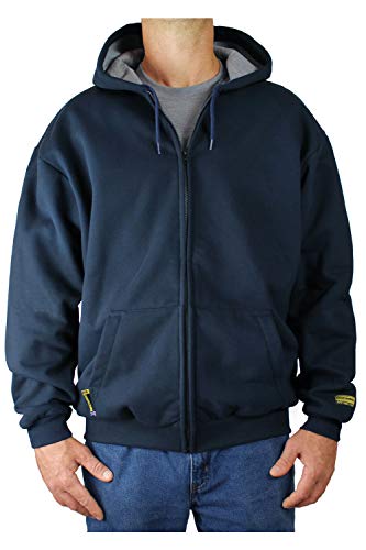 BENCHMARK FR, Flame Resistant Hooded Zippered Sweatshirt, USA Made FR Hoodie (3XL, Navy)