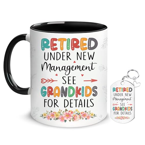 Hyturtle Funny Retirement Mug Gift For Grandma, Retired Under New Management See Grandkids For Details Coffee Mug 11oz, Retirement Gifts, Retired Gifts Mom Nana Women Grandma On Birthday Christmas