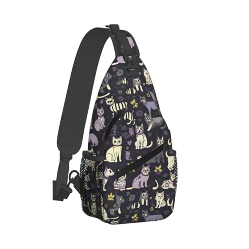 Mochila Urbana Sling Negra con Estampado Spooky miniatura 2