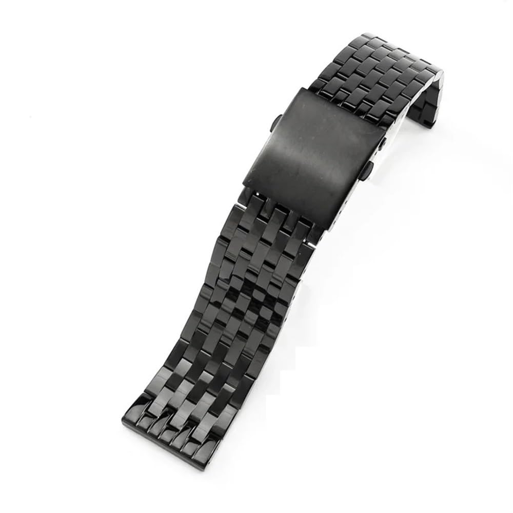 Bracelet montre acier massif noir 24mm anti-rayure pour Diesel DZ7395