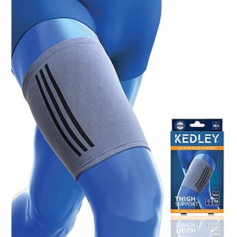 KEDLEY Thigh Support Sleeve | Premium Elasticated Compression Band | Pulled Hamstring, Strained or Bruised Muscles and Quad Injuries | Protects, Reassures and Aids Active Rehabilitation (Medium/Large) Cover