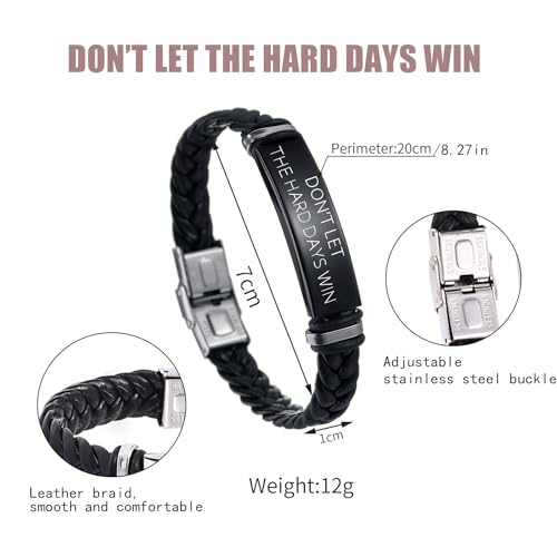 Dont Let The Hard Days Win Bracelet for Women Men Adjustable Engraved Bracelet Stainless Steel Tube Inspirational Little Words Project Gifts for Hard Times Jewelry3