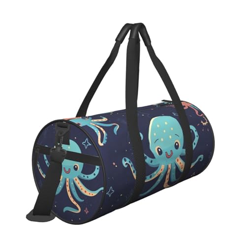 Cartoon Octopus Duffle Bag for Men Women - Carry on Overnight Bag Travel Duffel Tote Bags Yoga Gym Bags Waterproof Weekender Bag Large Luggage Bag with Adjustable Strap2