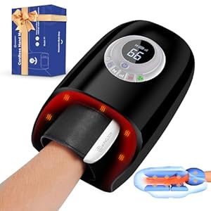 Electric Hand Massager, Cordless Hand Massager with Heat and Compression for Arthritis, Carpal Tunnel and Stiff Joints, Kneading Rollers Finger Wrist Massagers Therapy, Christmas Gifts for Mom Dad