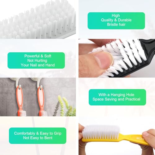 Nicemovic ZZ10-DC 10 Pcs Handle Grip Nail Brush, Nicemovic Hand Fingernail Cleaner Brush Manicure Tools Scrub Cleaning Brushes Kit thumb #4