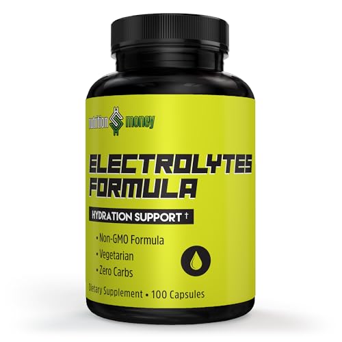 Image of NutritionMoney Electrolyte Premium Hydration Supplement - Sugar Free, Zero Carbs, Non-GMO, Zero Calories, Keto-Friendly, Supports Carnivore Diet, Optimal Rehydration Electrolytes Capsules - 100 Count