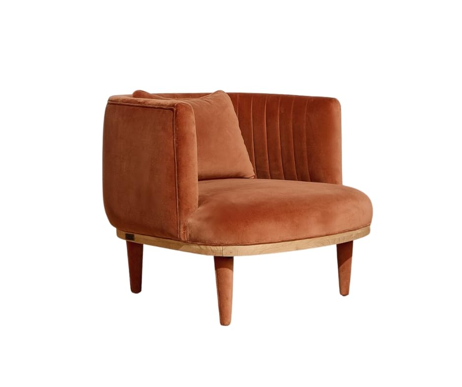 Robin des bois - Bahia : Fauteuil en chêne Massif et Velours Bleu Arctique