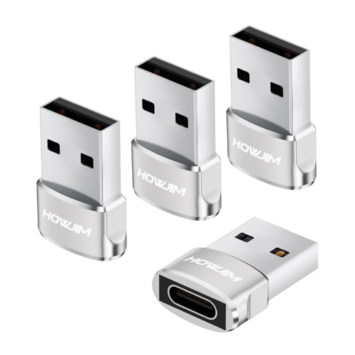 Adaptateur USB vers USB-C Lot de 4,PD27W/66W QC100W Charge Rapide Transfert de Données,Adaptateur...