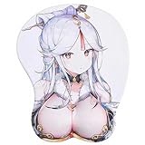 Anime Alfombrilla de ratón 3D Genshin Impact Ningguang Alfombrilla de ratón de Gel Linda con Respaldo de Silicona con reposamuñecas Alfombrilla de ratón Antideslizante 3D（B）