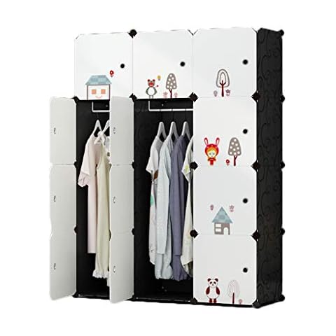 Portable Closet Home Modular Wardrobe Storage Cabinet Save Space Sticker Locker With Hanging Rod 111 * 47 * 147CM (Color : White) Cover