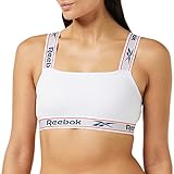 Reebok Camiseta Corta con Tirantes Gruesos, algodón elástico, con Almohadillas extraíbles Top, Sujetador para Mujer, Blanco, L