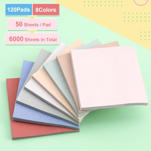 Image of Fainne 120 Pack Sticky Notes Bulk 3x3 Multicolor Self Stick,Pastel Color