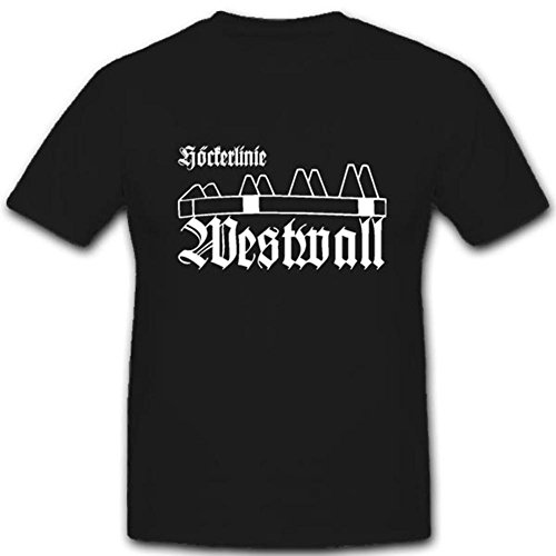 T-shirt militaire anti-blindé noir Höckerline #3577 Westwall motif d'obstacles en béton