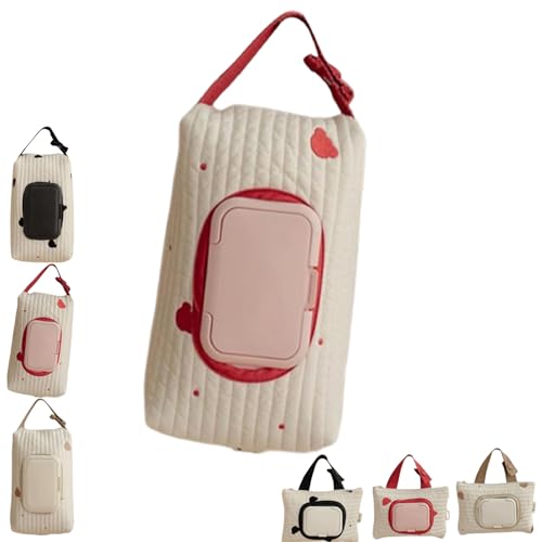 Image of Embroidered Bear Stroller Wet Wipe Pouches,Stylish Bear Embroidery Wet Wipe Pouches,Portable Baby Wipe Holder Embroidery Baby Storage Bag Designings Stylish for Travel & Daily Use Diaper Bag (RedB)