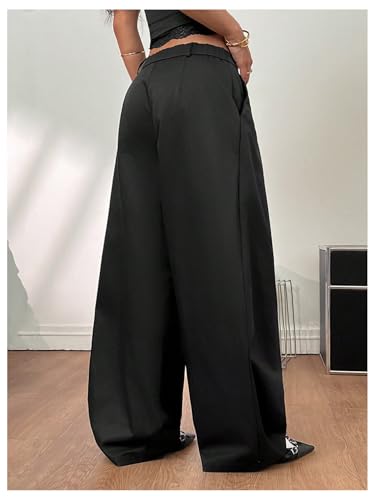 Verdusa Women's Wide Leg Dress Pants Baggy Long Trousers with Pockets Streetwear2