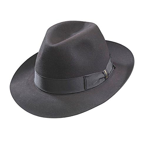 Borsalino Broad Brim Beaver Fedora and Hatbox (56) Charcoal