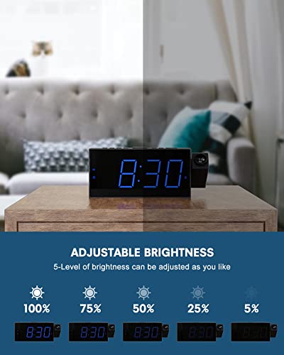 Onlyee Projection Alarm Clock For Bedroom, Led Digital On Ceiling Wall With Usb Phone Charging thumb #3