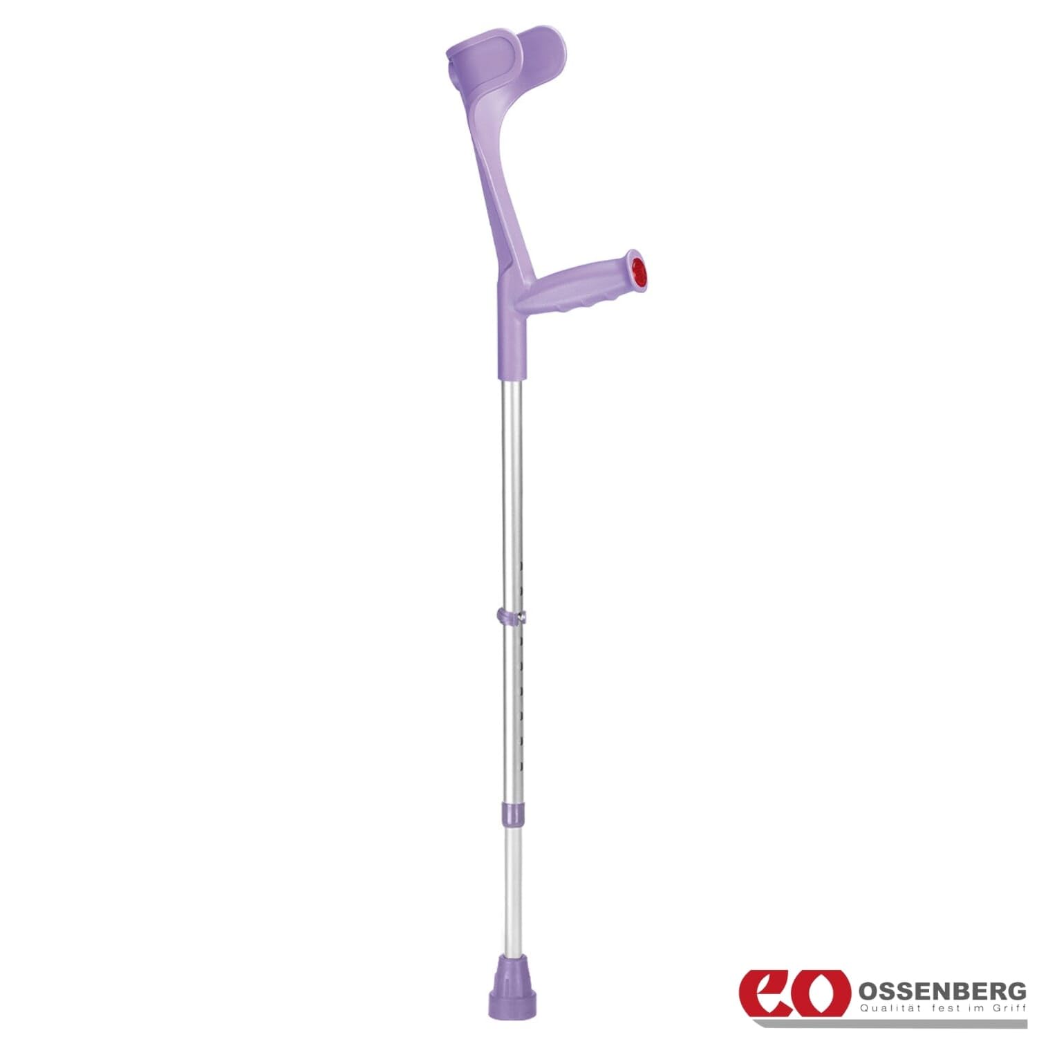 Ossenberg Classic Open Cuff Ergonomic Grip Elbow Crutch – Lilac – Single | Lightweight Height Adjustable Economy Comfort Coloured Forearm Crutch for Adults Men & Women Mobility and Walking Aid