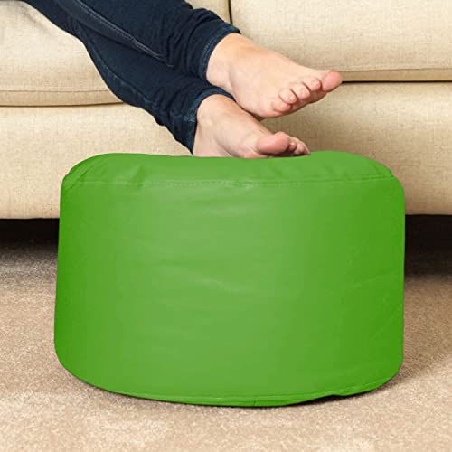 Image of Gold 3XL Bean Bag Combo with Footstool & Cushion | Faux Leather Teardrop Bean Bag for Adults & Teens | Pre-Filled with Beans | Home, Bedroom, Living Room, Office (3XL - Green)
