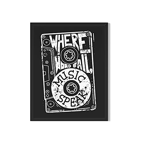 Art Nation Music Speak Motivational Posters for Home décor for Boys Girls Kitchen Room Funny Posters (8x12 inch Synthetic Wood Black Frame)