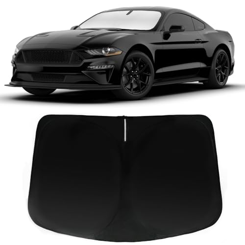 Image of Custom Fit Ford Mustang (Not for Mach-E) 2015-2026 Windshield Sun Shade | PAIMOHO Car Front Window Sunshade with 240T Sun Visor Protector Blocks UV Rays Heat Sun Shield Accessories