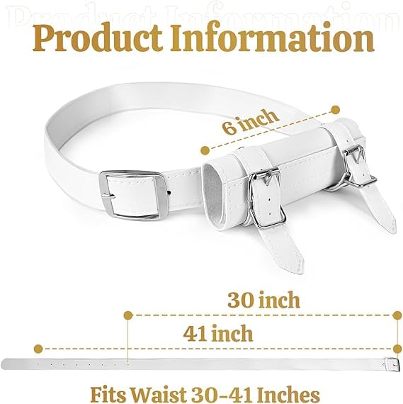 Image of squishy Sword Holder, White Leather Belt Mount for Katana and Sword Display, Suitable for Cosplay, Medieval Reenactment, Stage Performance