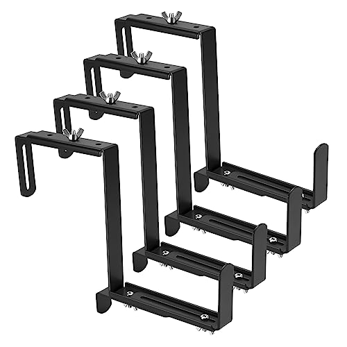 VIVIKEN Planter Box Brackets Adjustable Flower Brackets for Deck Railing No Drill Window Bracket for Outdoor Planters-4 Pack