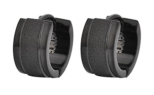 Edforce Stainless Steel Brushed Center Polished Edge Small Huggie Hoop Earrings