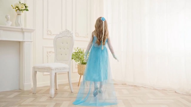 Vestido azul princesa para niñas disfraz completo miniatura 6