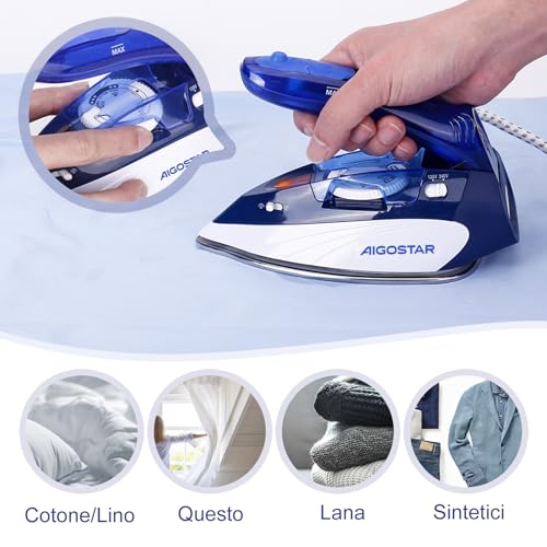 Aigostar Ferro da Stiro a Vapore da Viaggio (Doppio Voltaggio, 1100 W, Piastra in Acciaio Inox, Serbatoio D’acqua da 80 ml. Impugnatura Pieghevole) Piccolo ferro da stiro da viaggio - Immagine 4
