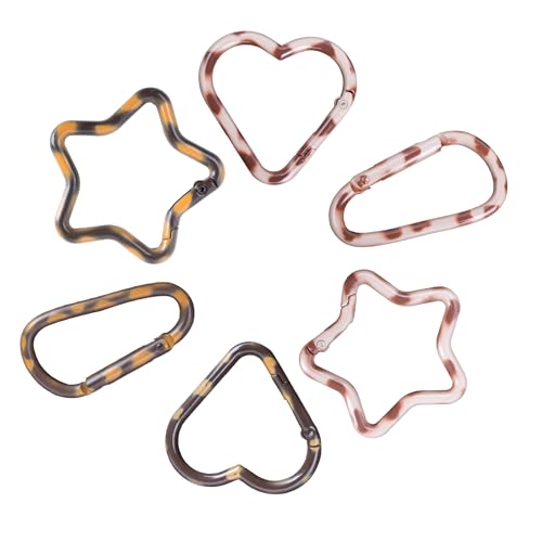 Lot de 6 mousquetons en aluminium motif léopard guépard attache clés