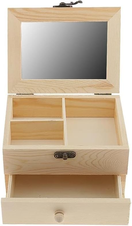 Layers Unifinished Plain Wooden Jewelry Box Wooden Necklace Wristband Ring Display Ornament Storage Box