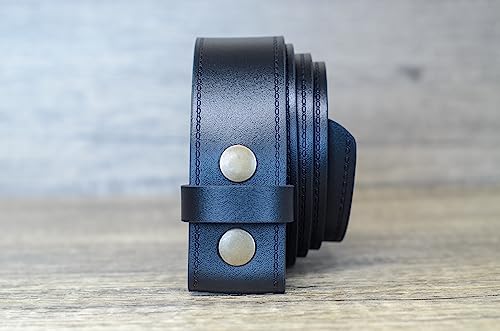 Ashford Ridge Real Leather Press Stud Snap On Belt 40mm Wide Black or Brown