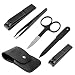 Raytix Nail Clipper Set for Men & Women – Travel Nail Care Kit with Black Stainless Steel Fingernail Clipper & Pedicure Toenail Trimmer, Nail File, Sharp Tweezers & Manicure Scissors Set of 5 (Black)