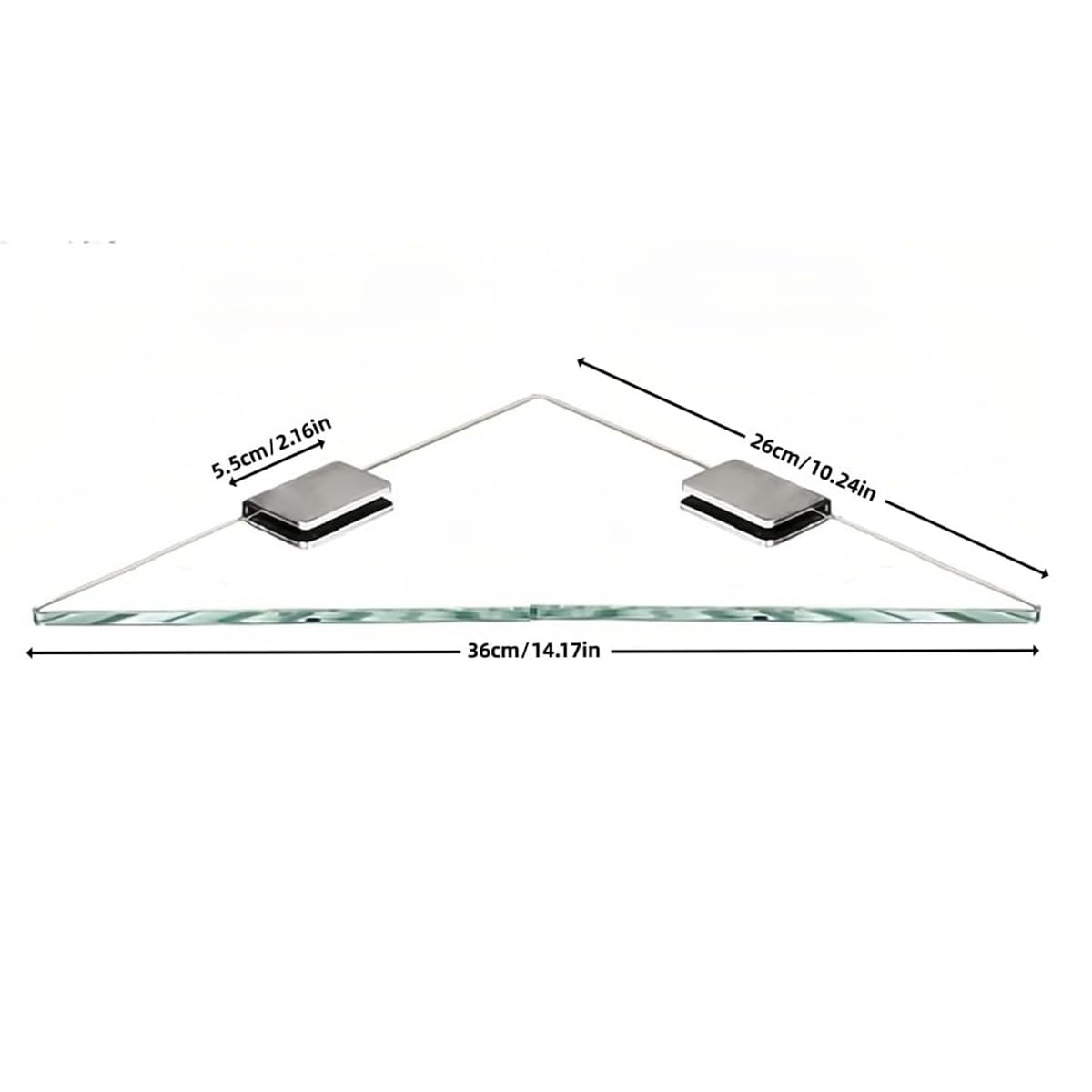 Estantes de vidrio para pared, estante de ducha de esquina para baño, estante de exhibición de vidrio templado con soporte cromado de acero inoxidable para cocina, sala de estar, ducha, baño