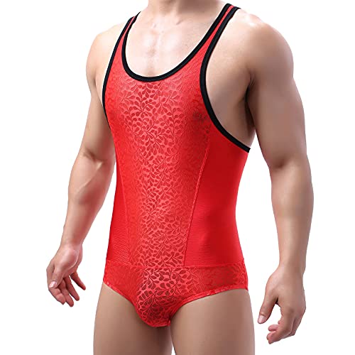YUFEIDA Men's Athletic Supporters Lace Lingerie Bodysuit Active Base Layers Slim Fit Wrestling Jumpsuit One Piece Singlet4