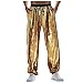 Pantaloni con glitter da uomo, con gamba larga, stile anni '70, alla moda, da discoteca, O Gold, L immagine