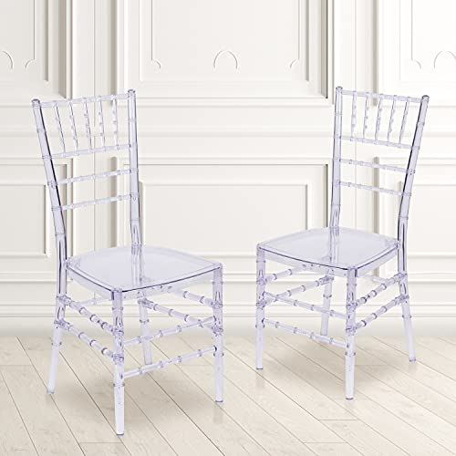 EMMA + OLIVER 2 Pack Crystal Ice Blue Stacking Chiavari Chair - Event Seating - Stack Chairs