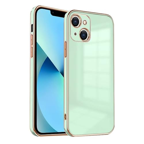 ＺＮＸ＼ＺＥＮＩＸ iPhone13 ケース TPU おしゃれ バンパー型 ケース ストラップホール かわいい くすみカラー ゴールド 大人 ZX-milky2 (iPhone13 (6.1), ミントグリーン)