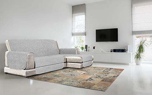 Italian Bed Linen Cubierta de sofá anti-deslizamiento Confort con chaiselongue,290cm, gris,