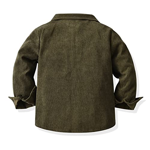 Toddler Boys Corduroy Long Sleeve Shirt Coat Lapels Solid Color Tops Button-Down Shirts with Pocket2