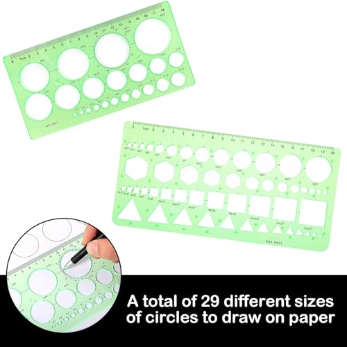 Ymapinc Circle Template for Drawing Drafting Geometric Stencils for Painting Circle/Geometric Drawing Templates Plastic Transparent Geometry Tool for School Office Supplies - Image 4