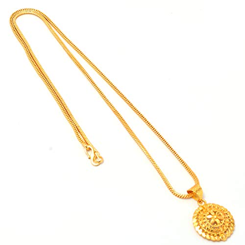 Meena Work Plated Locket with Chain for Daily Use